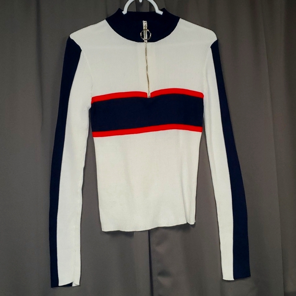 L Trendy J's L/S Sweater with Zip Neck